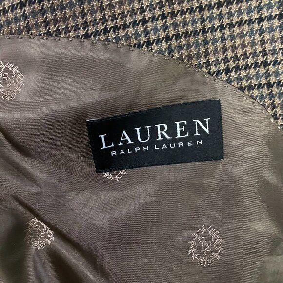 Lauren Ralph Lauren Houndstooth Blazer Sport Coat Men's 44S Brown Tweed 2 Button - Picture 6 of 15